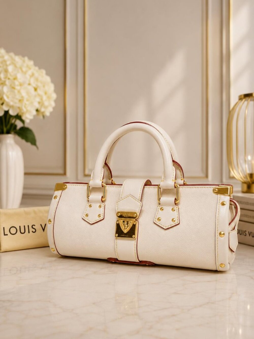 Authentic Louis Vuitton Suhali Le Talentueux PM Ivory Leather Satchel Bag